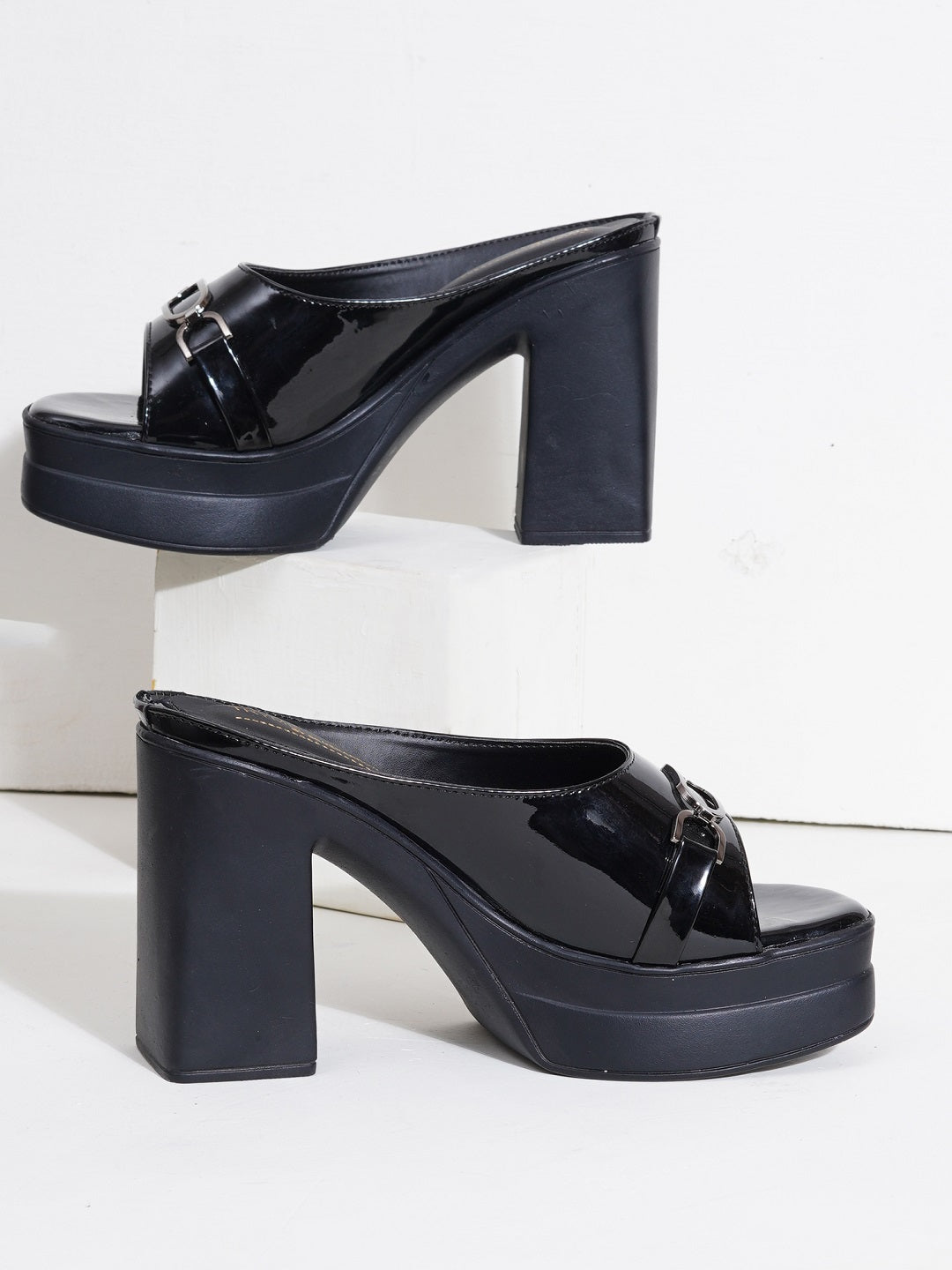 Elegent Patent Platform Block Heel