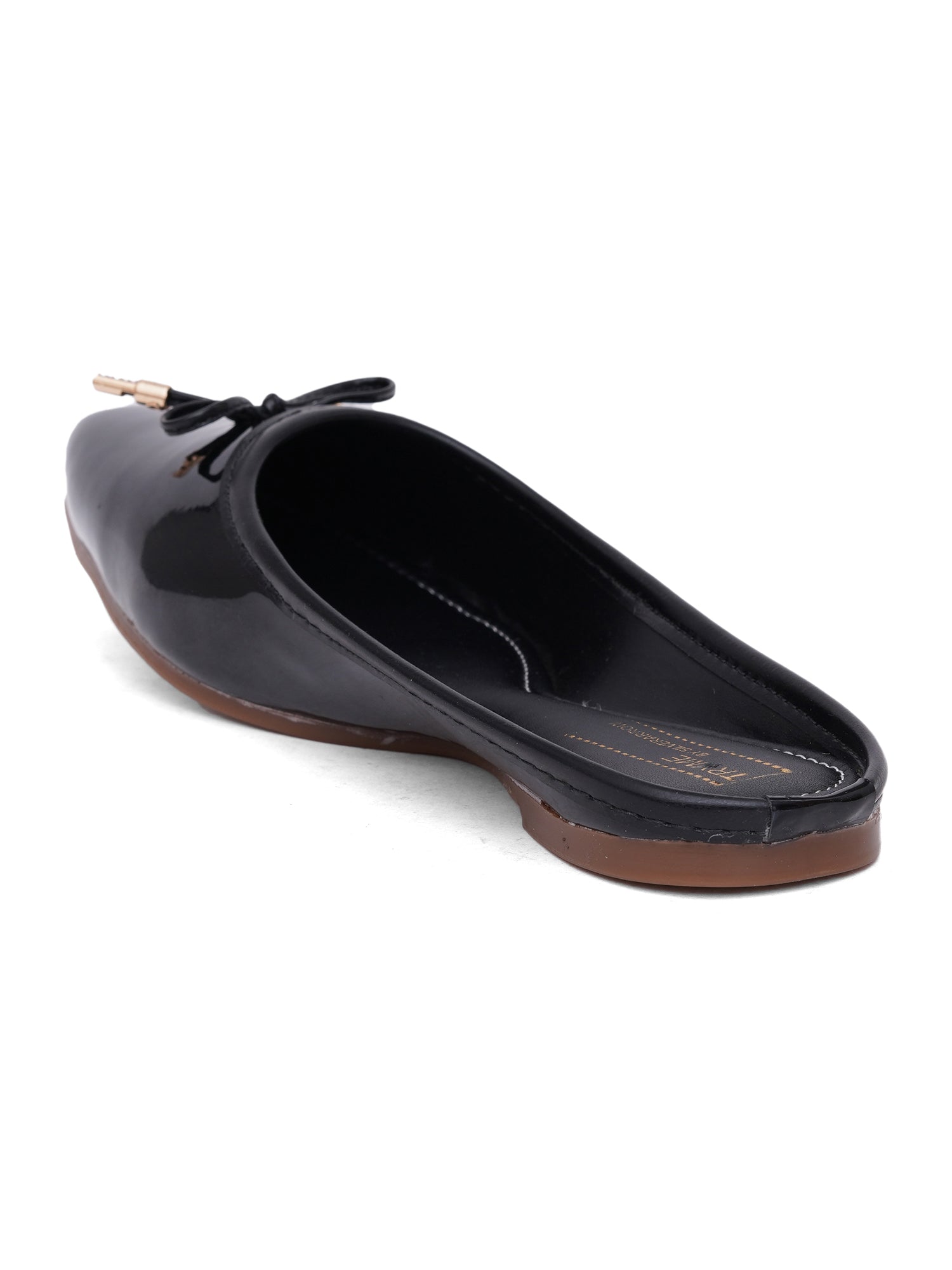 Glossy Square ToeMules with Bow Detail