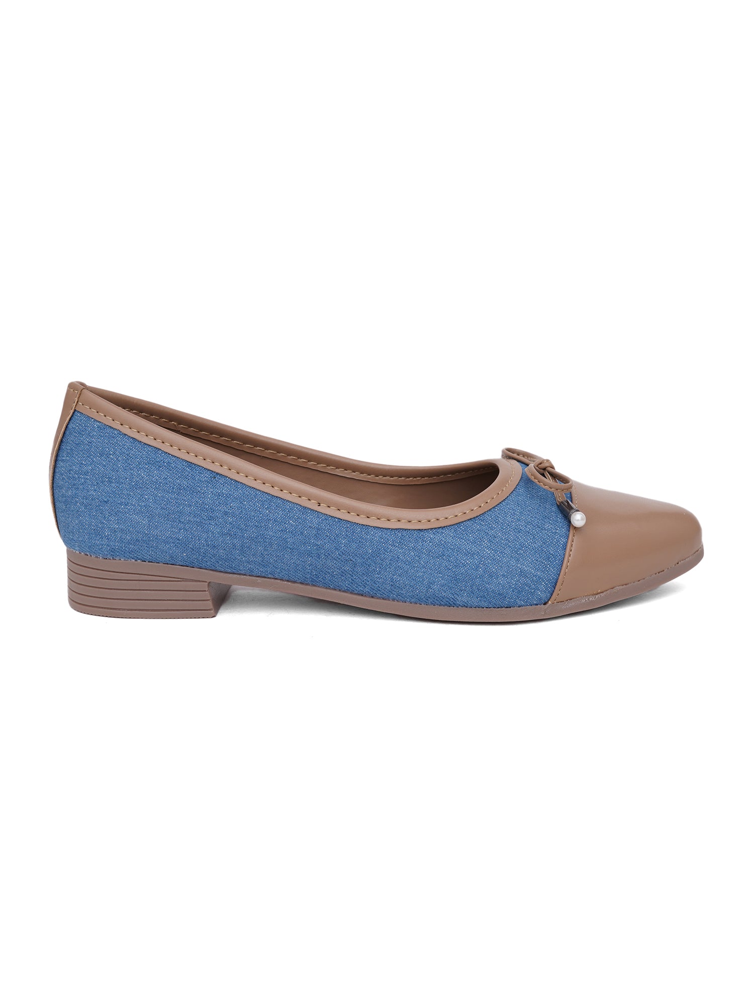 Denim Pointed Toes Bow Ballet Bellies Flat