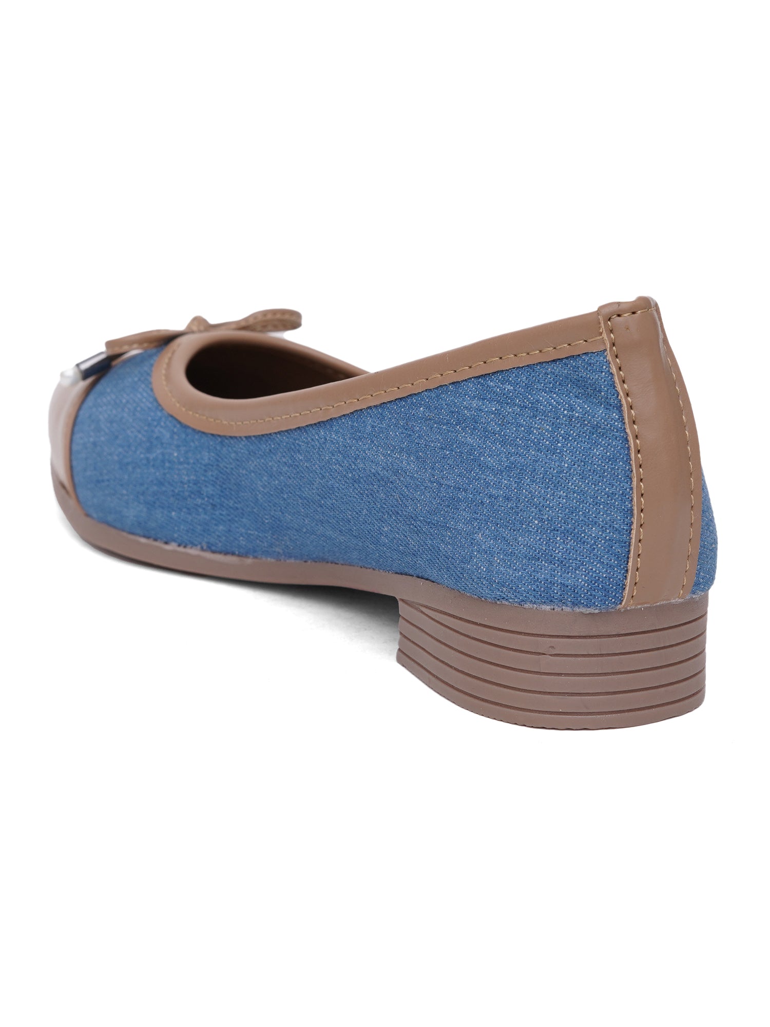 Denim Pointed Toes Bow Ballet Bellies Flat