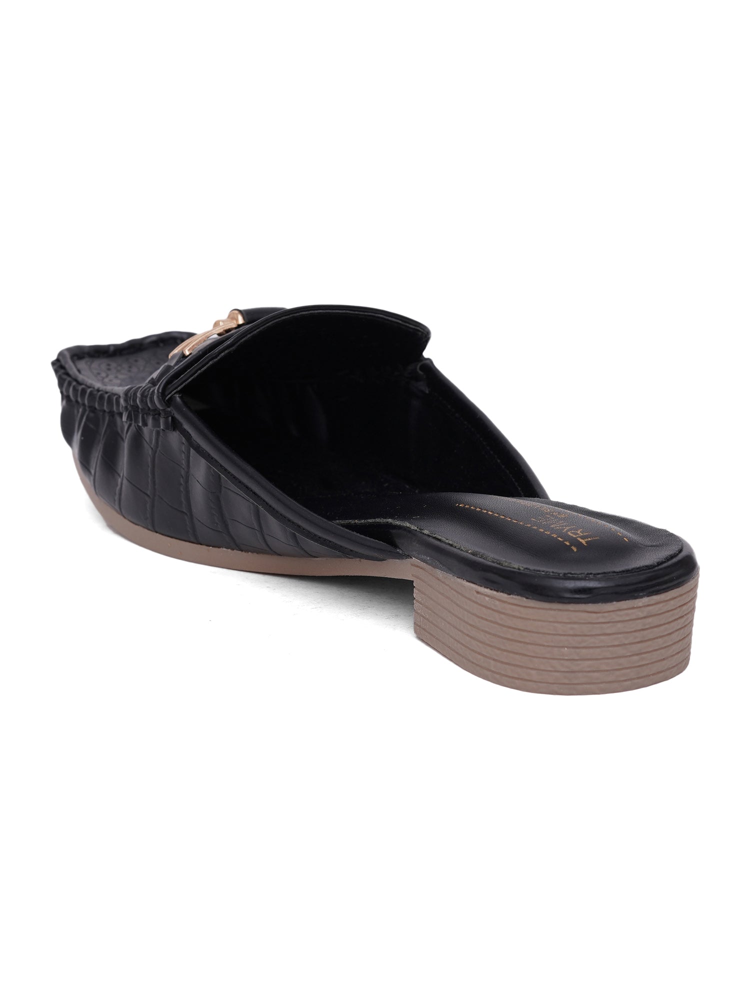Comfort Cushioned Laser Slip-On Cut Loafer Mule Flats-Black
