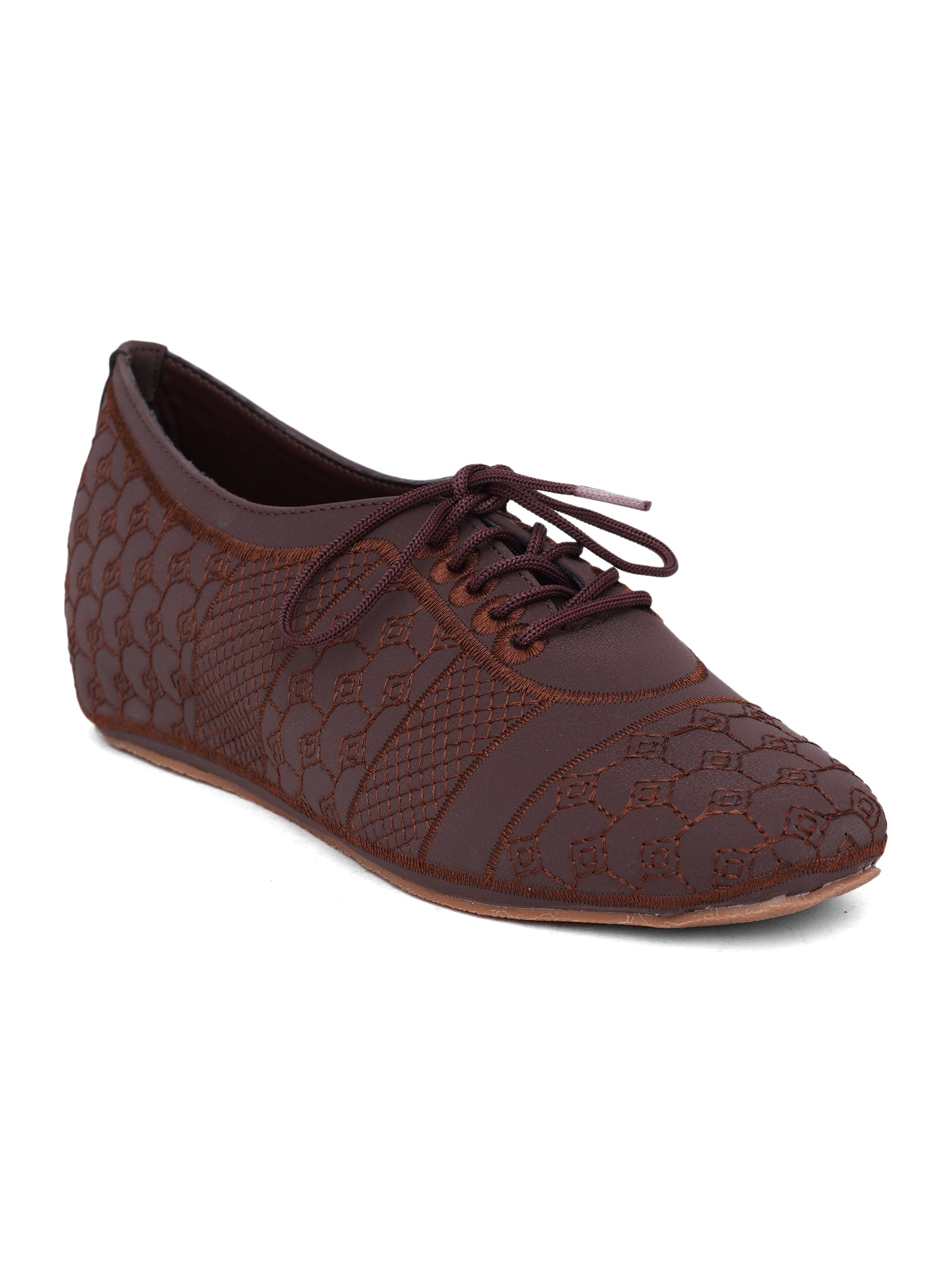 Textured Women's Lace-Up Oxford Casual Shoes