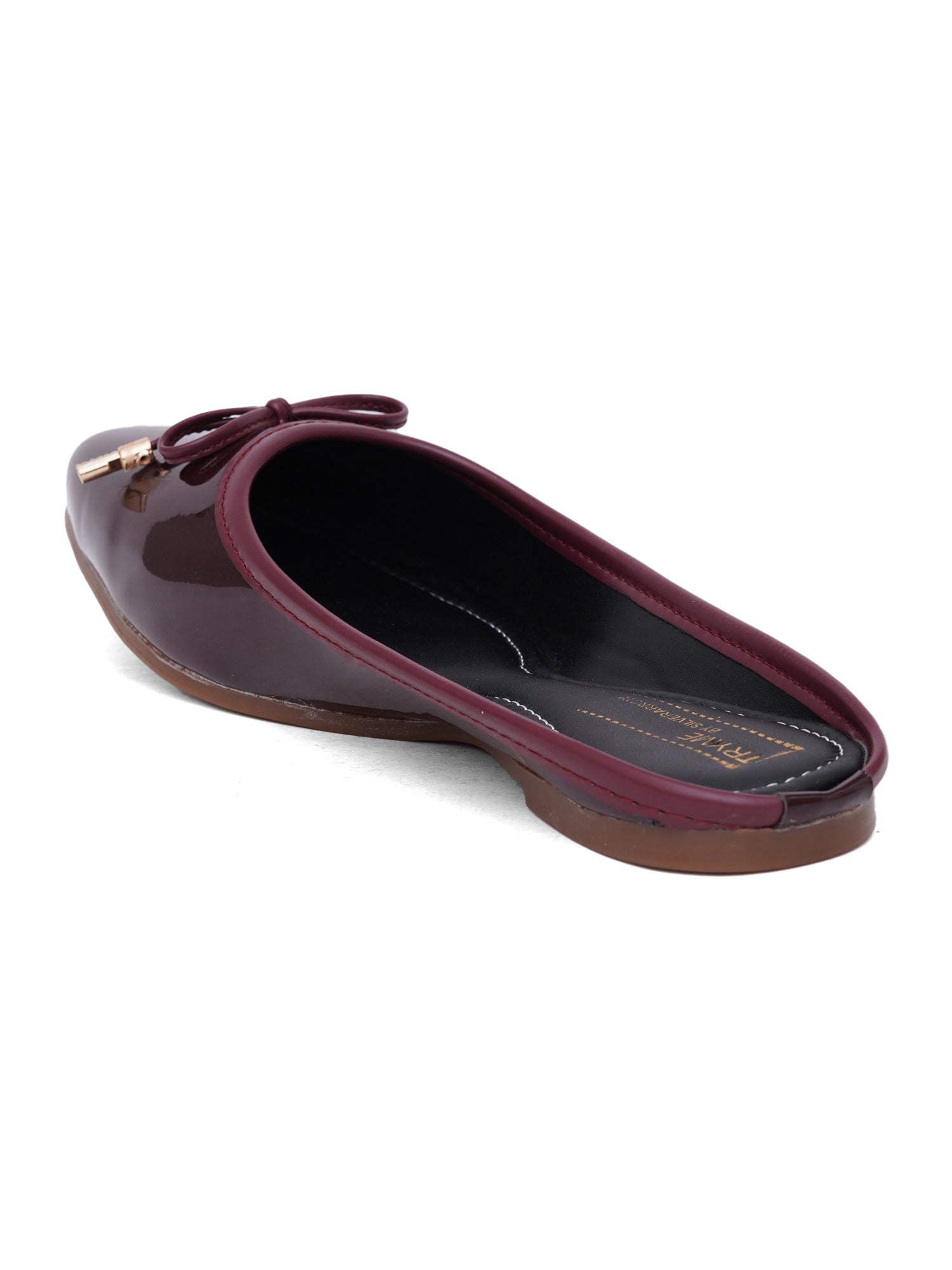 Glossy Square ToeMules with Bow Detail