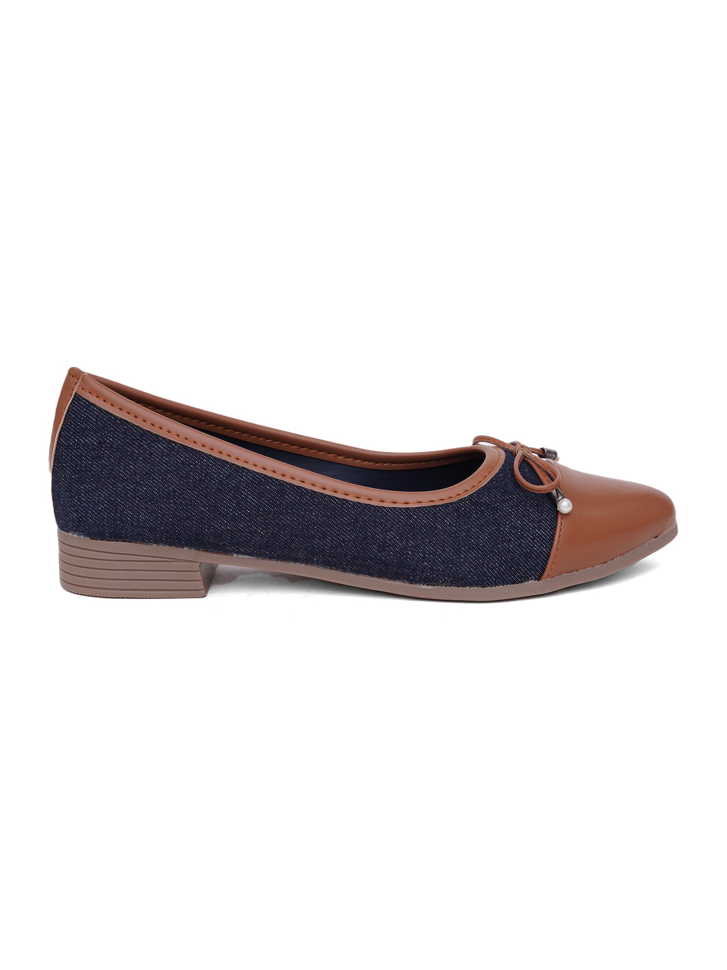 Denim Pointed Toes Bow Ballet Bellies Flat