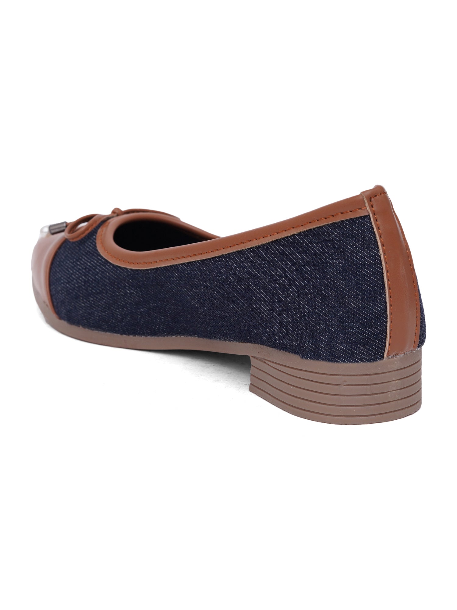 Denim Pointed Toes Bow Ballet Bellies Flat