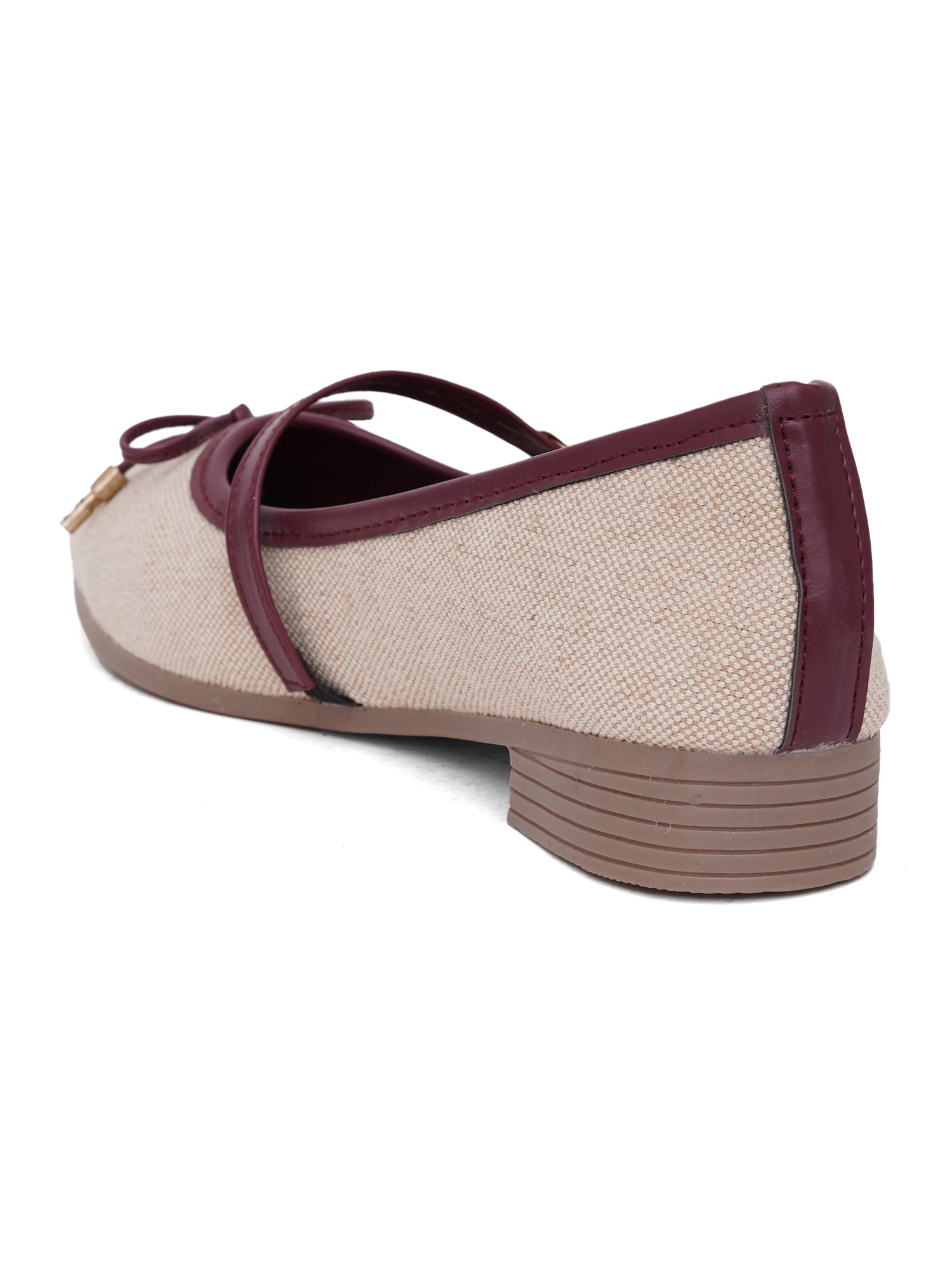 Linen Textured Pointed Toe Mary Jane Ballet