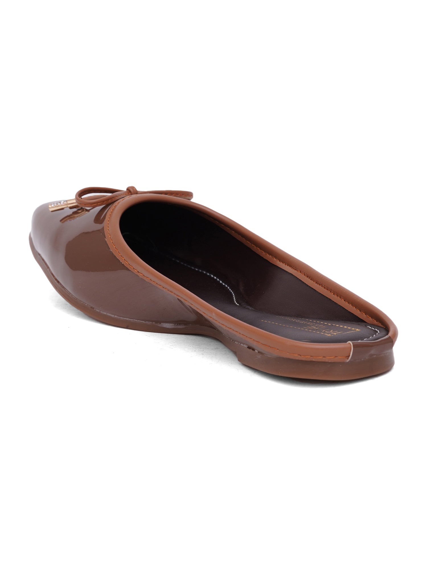 Glossy Square ToeMules with Bow Detail
