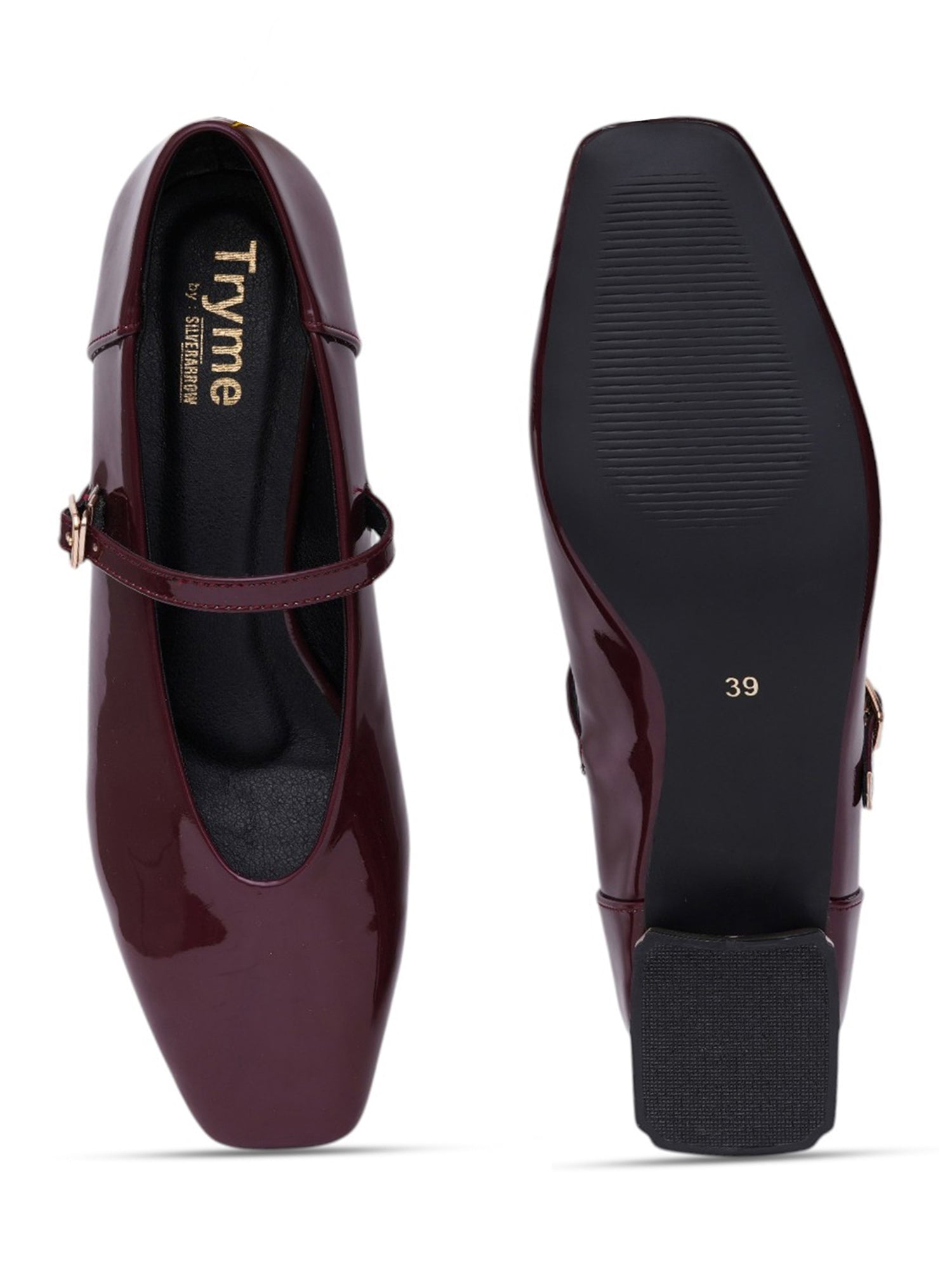Patent Leather Mary Jane Block Heel Pumps