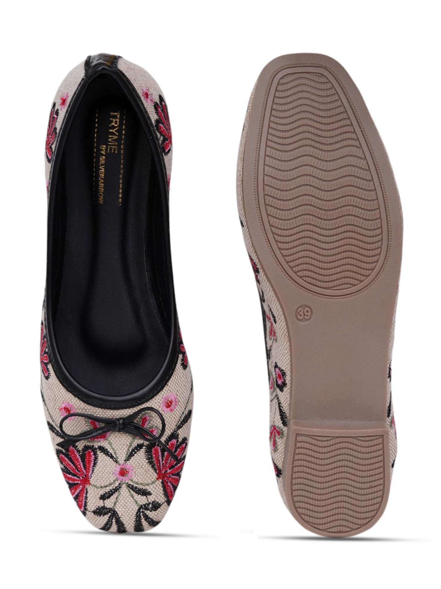 Aroma Floral Embroidered Ballet Flats