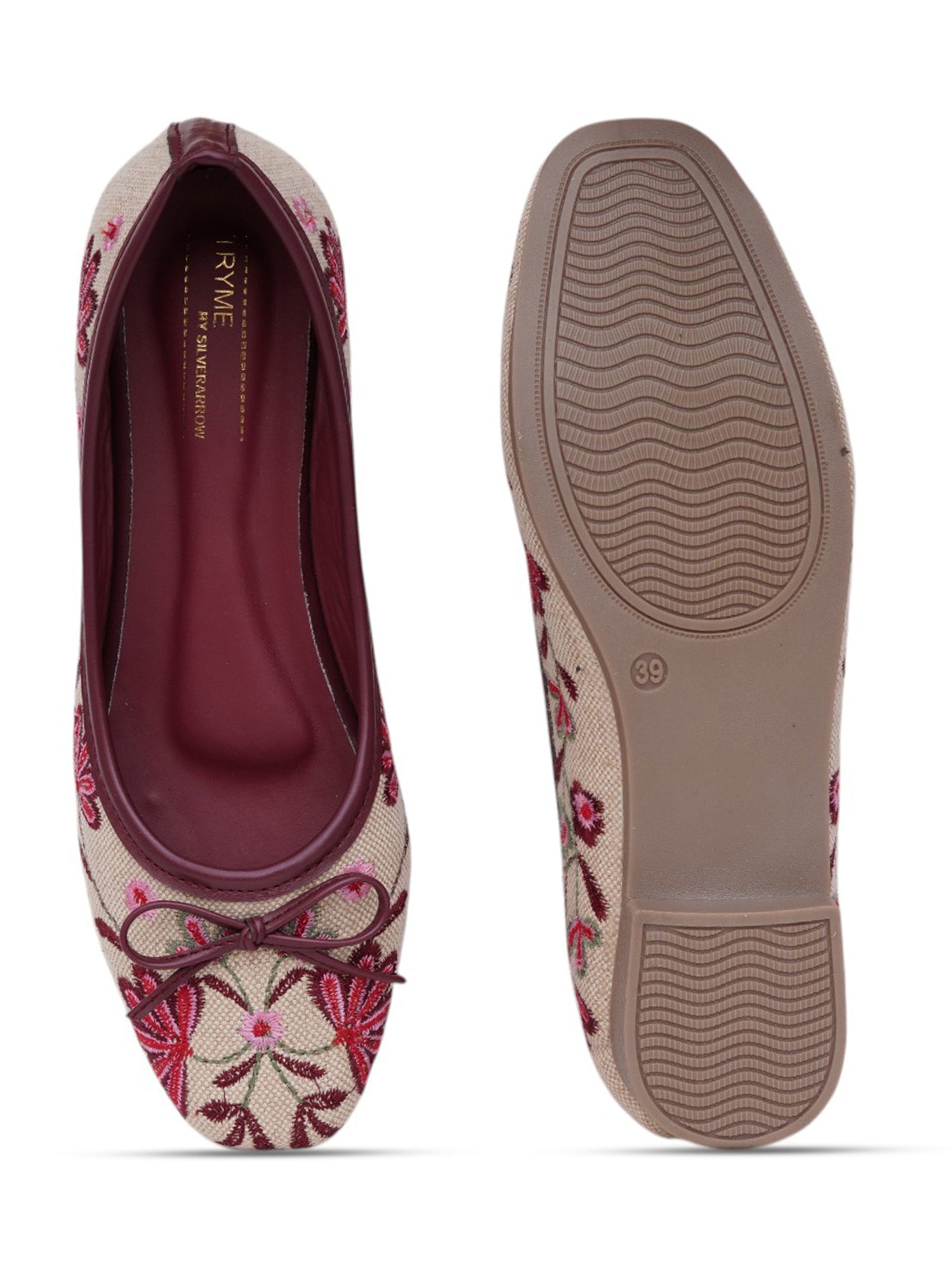 Aroma Floral Embroidered Ballet Flats