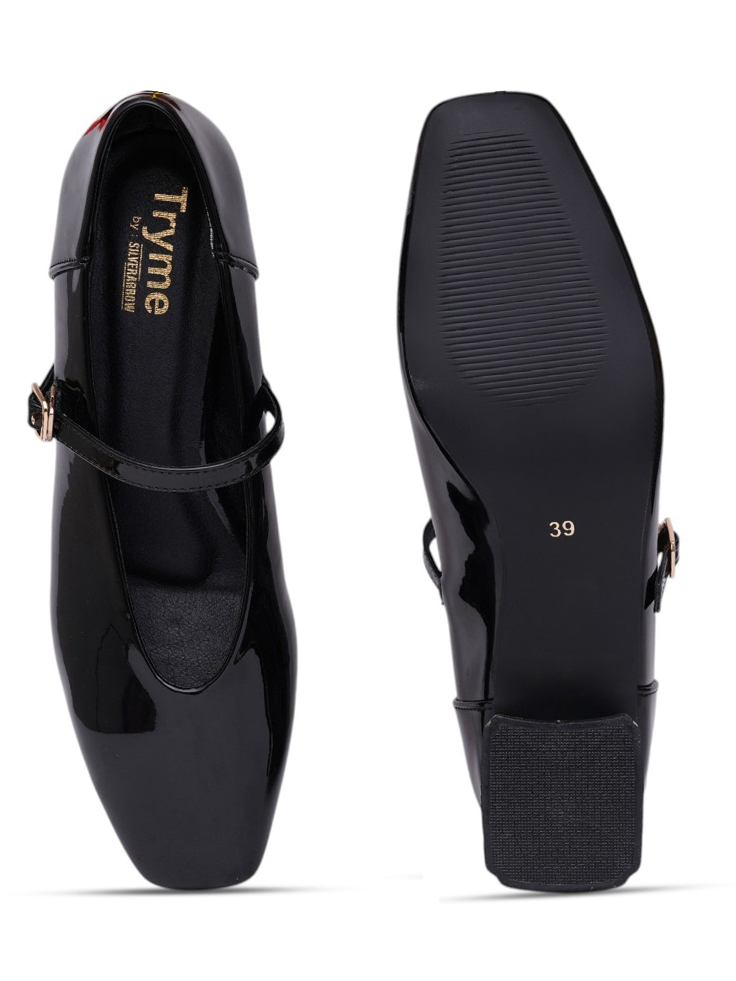 Patent Leather Mary Jane Block Heel Pumps
