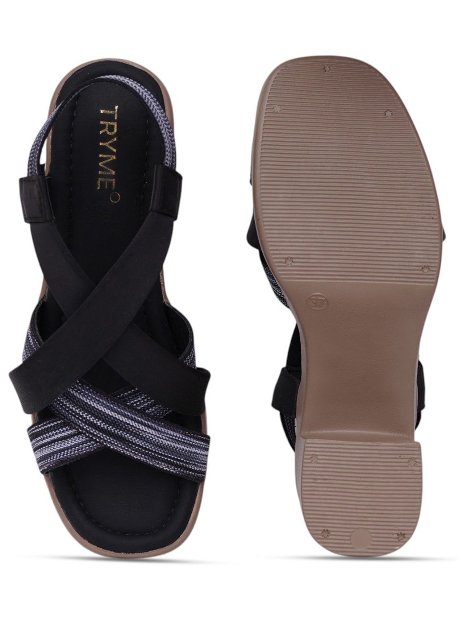 Cupid Criss-Cross Platform Block Heel Sandals