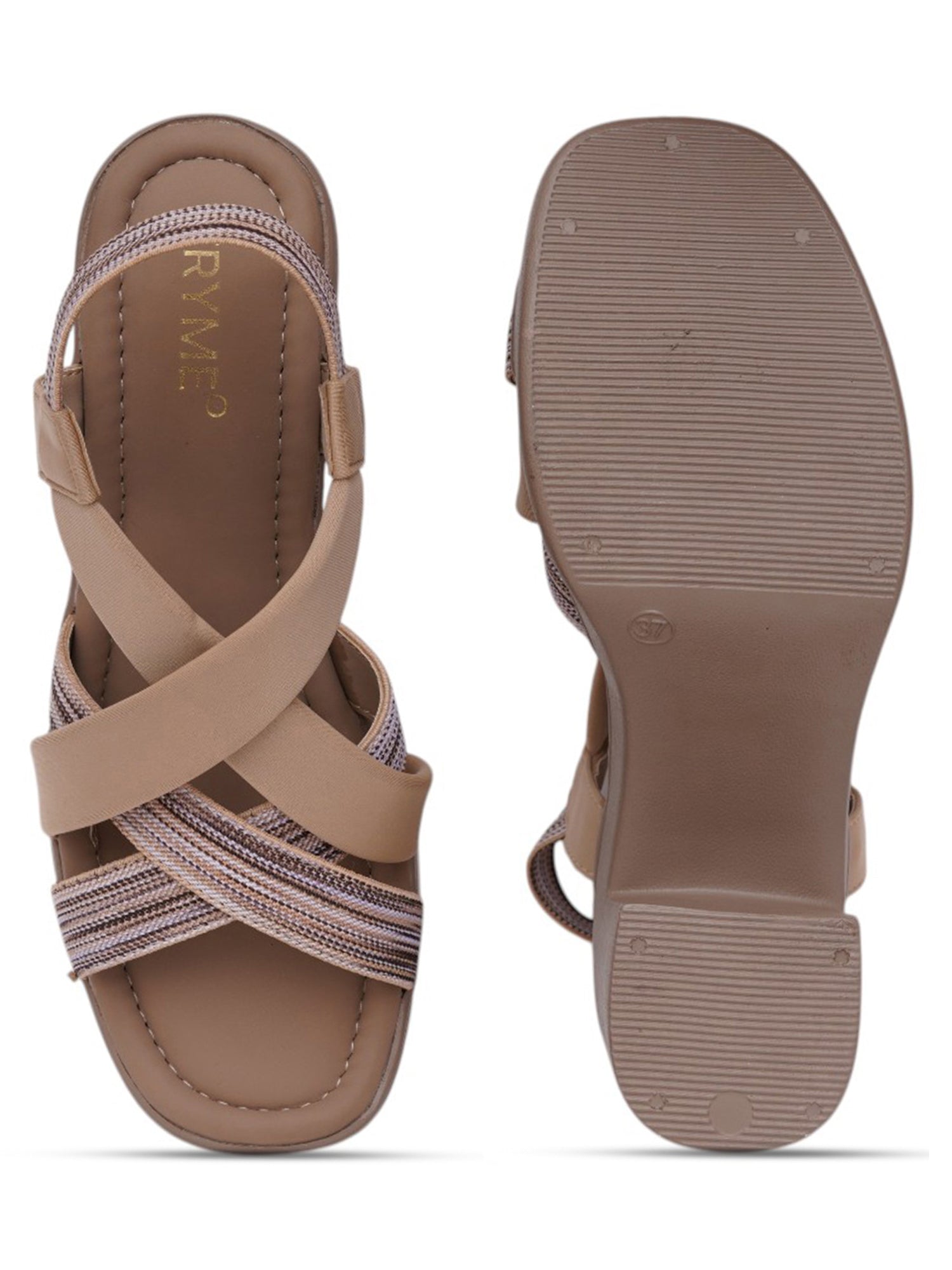 Cupid Criss-Cross Platform Block Heel Sandals