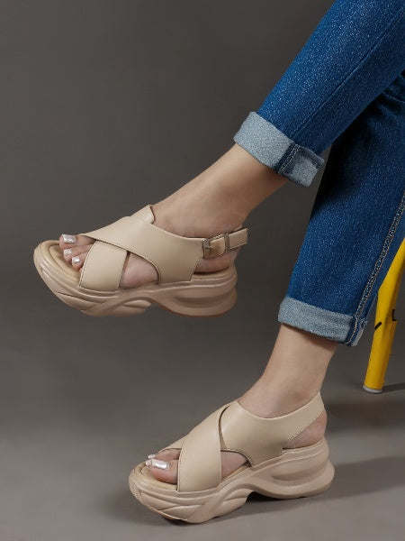 Bold Buckle Platform Comfort Sandals