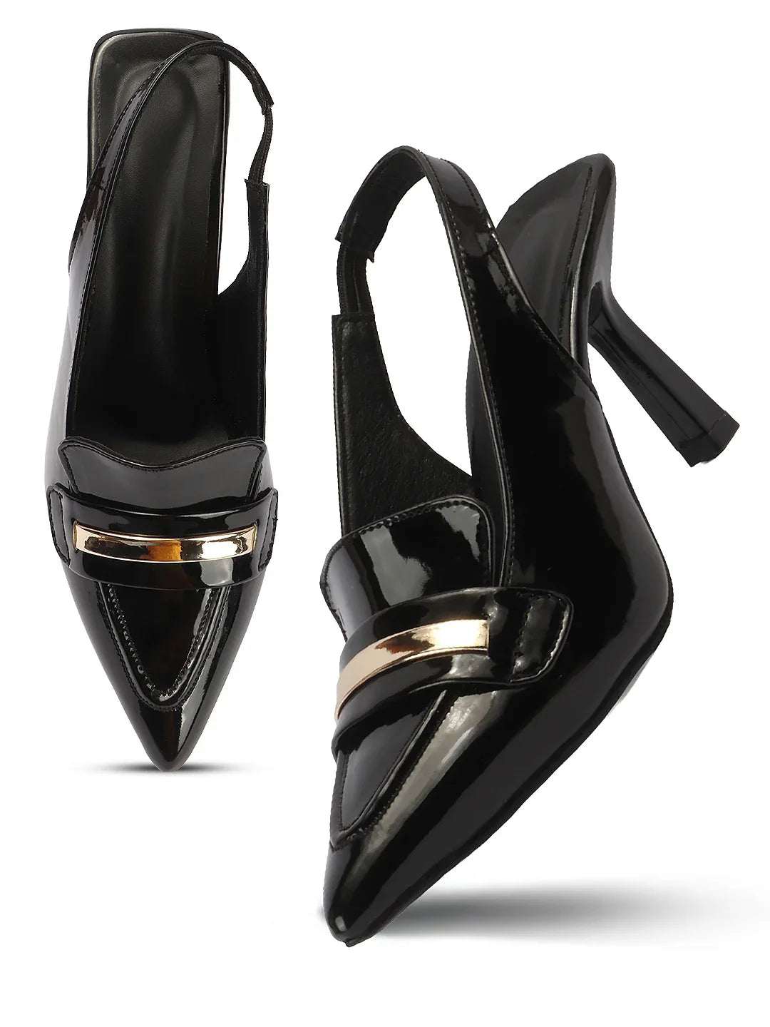 Elegant Glossy Finish Slingback Pumps