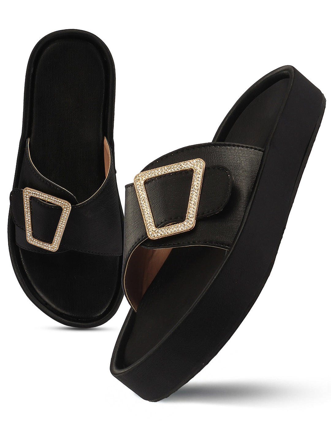 Minimal Buckle Slides Cushioned Everyday Comfort Flats