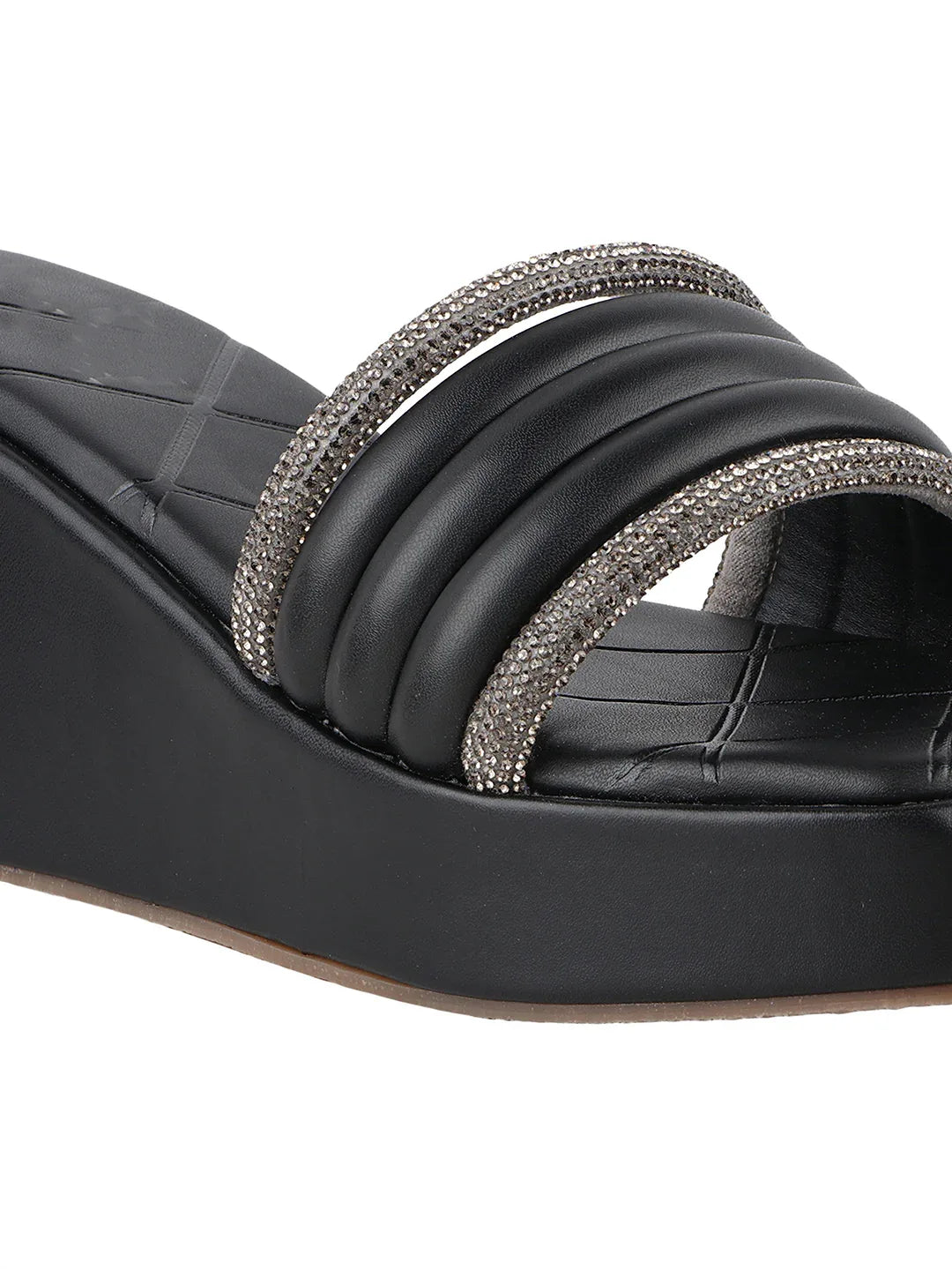 Crystal Strap Wedge Slides
