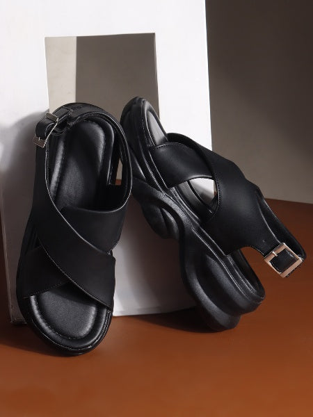 Bold Buckle Platform Comfort Sandals