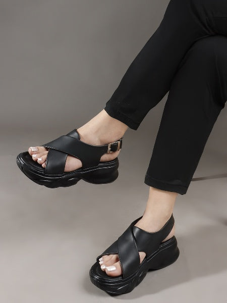 Bold Buckle Platform Comfort Sandals