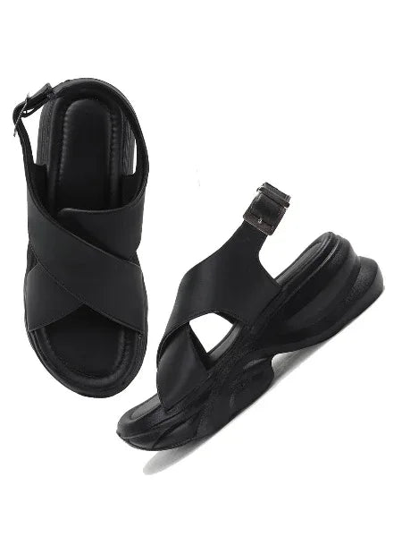 Bold Buckle Platform Comfort Sandals
