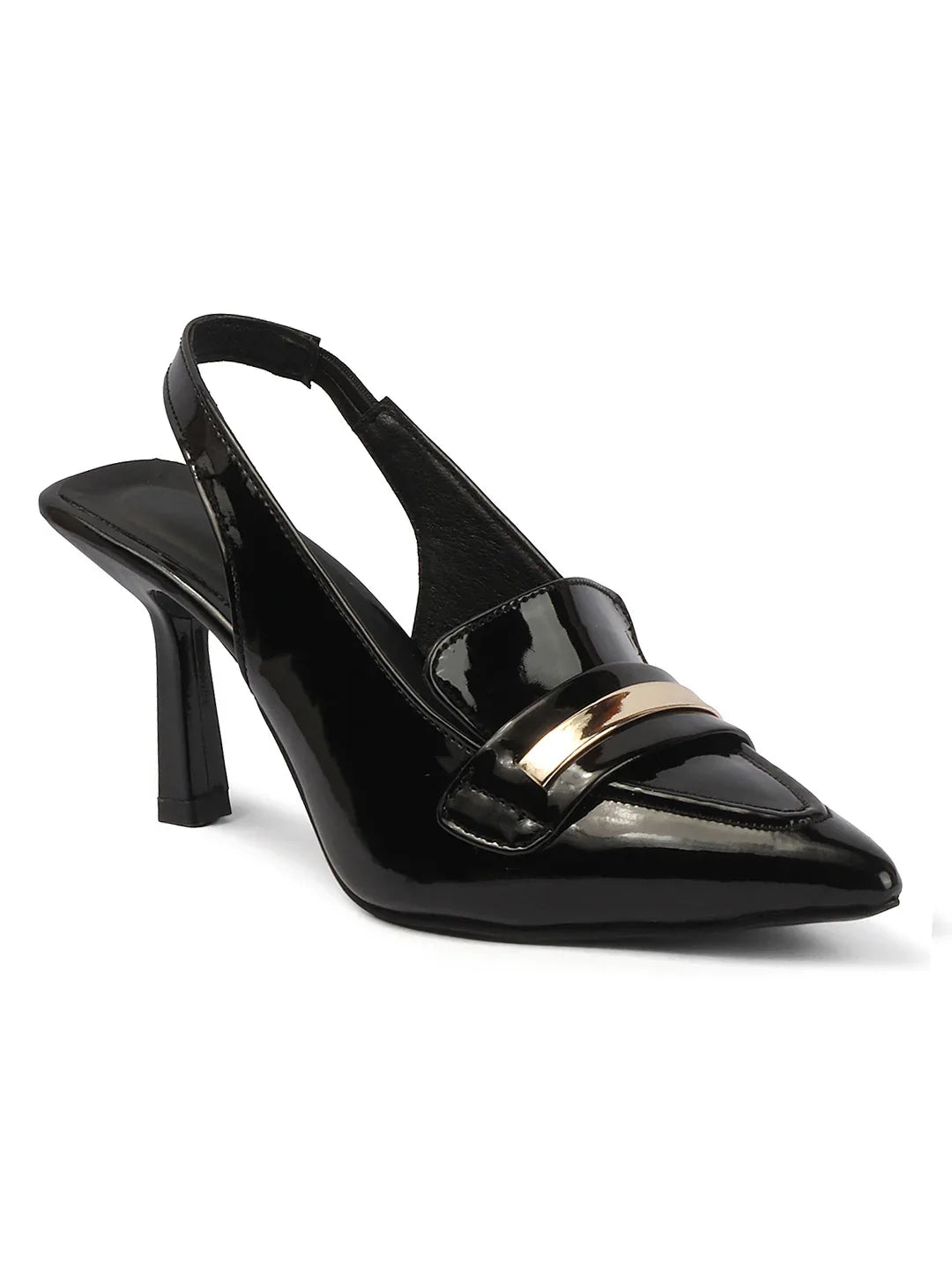 Elegant Glossy Finish Slingback Pumps