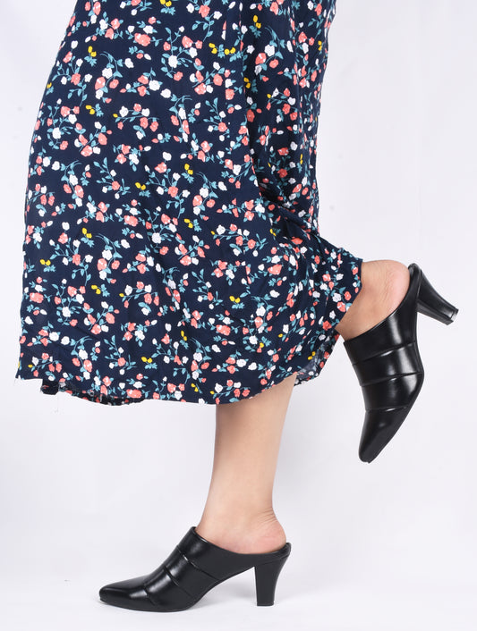 Classic Point Block Heel Mules