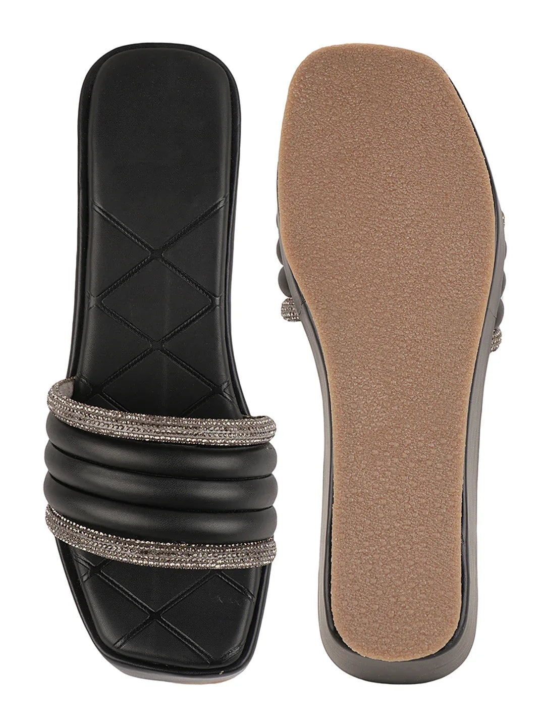 Crystal Strap Wedge Slides