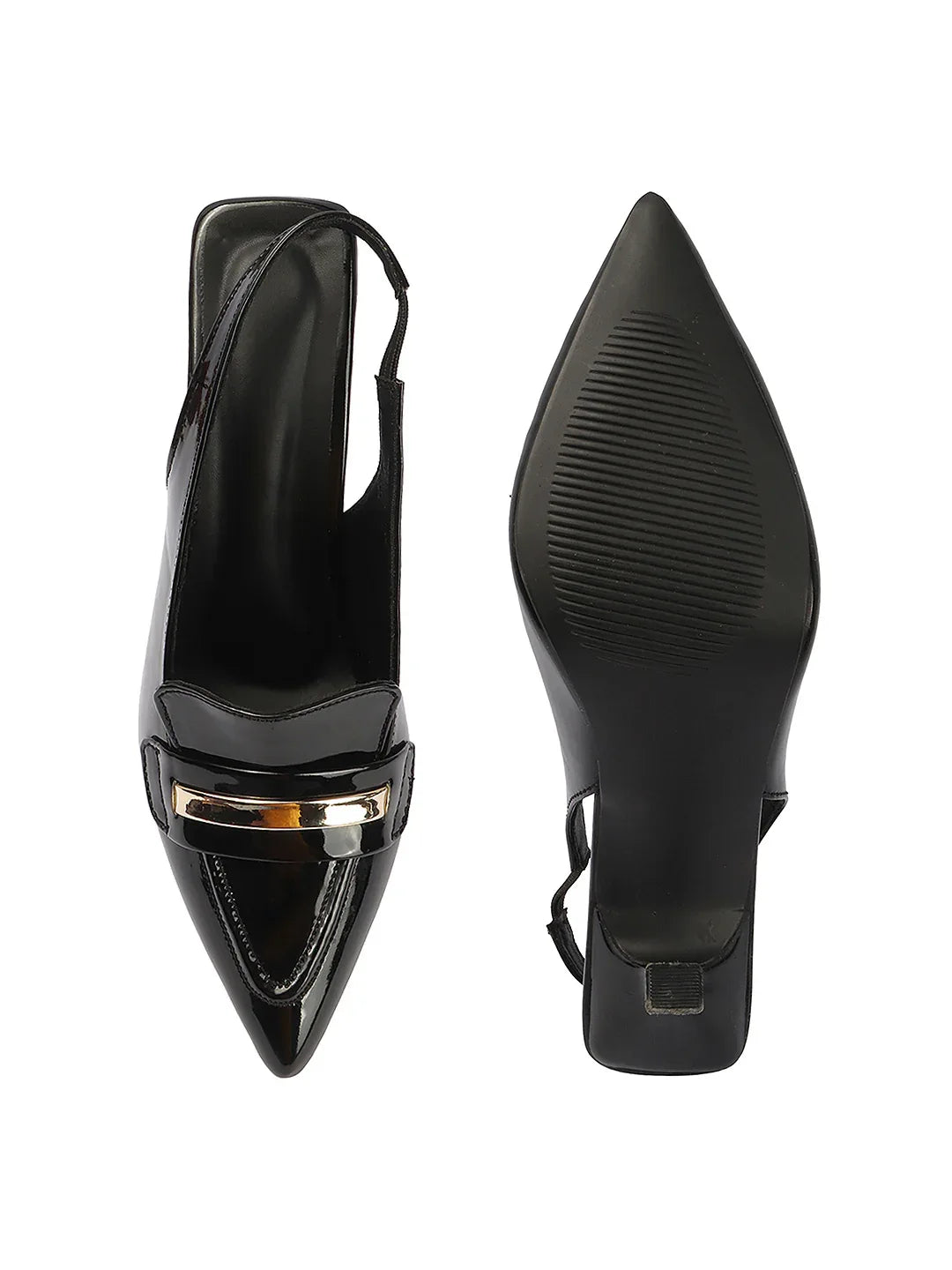 Elegant Glossy Finish Slingback Pumps