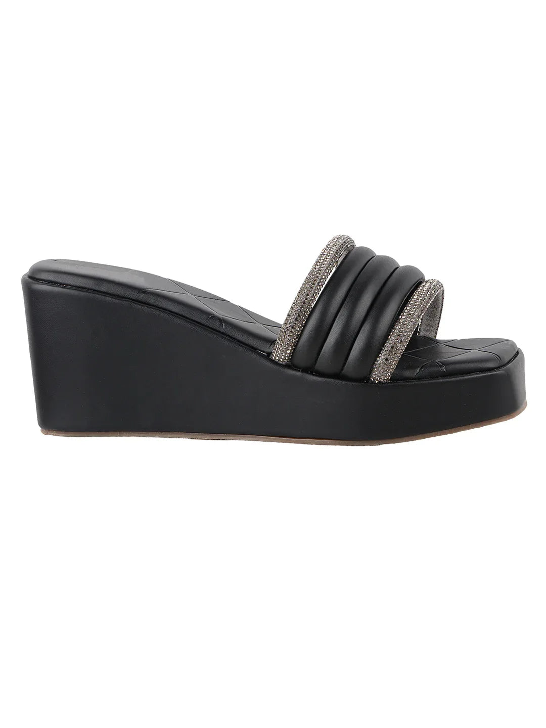 Crystal Strap Wedge Slides