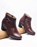 Classic Ankle Boots with Block Heel for Women