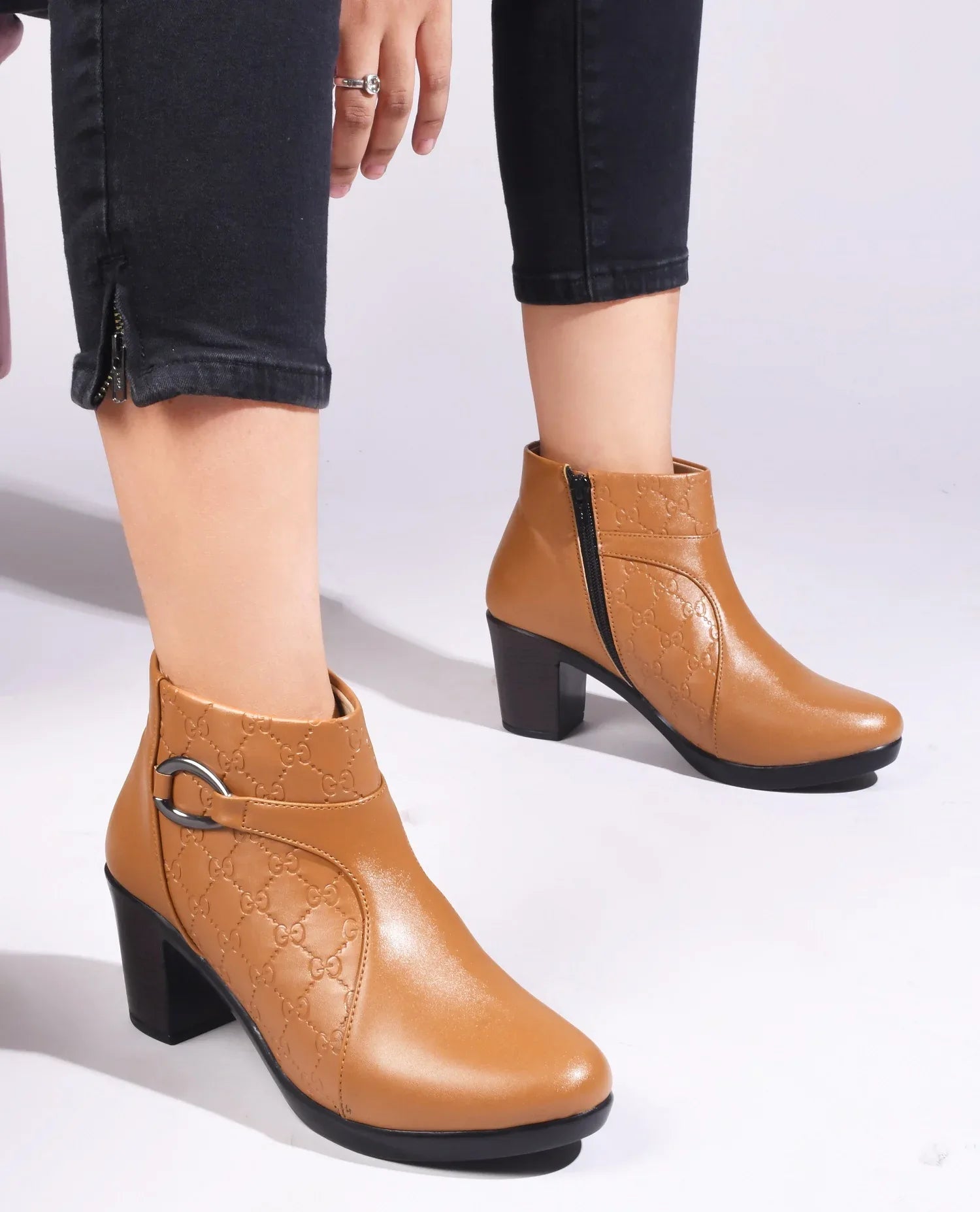 Classic Ankle Boots with Block Heel for Women