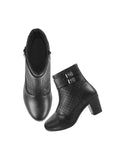 Block Heel Ankle Boots with Buckle Detail for Women