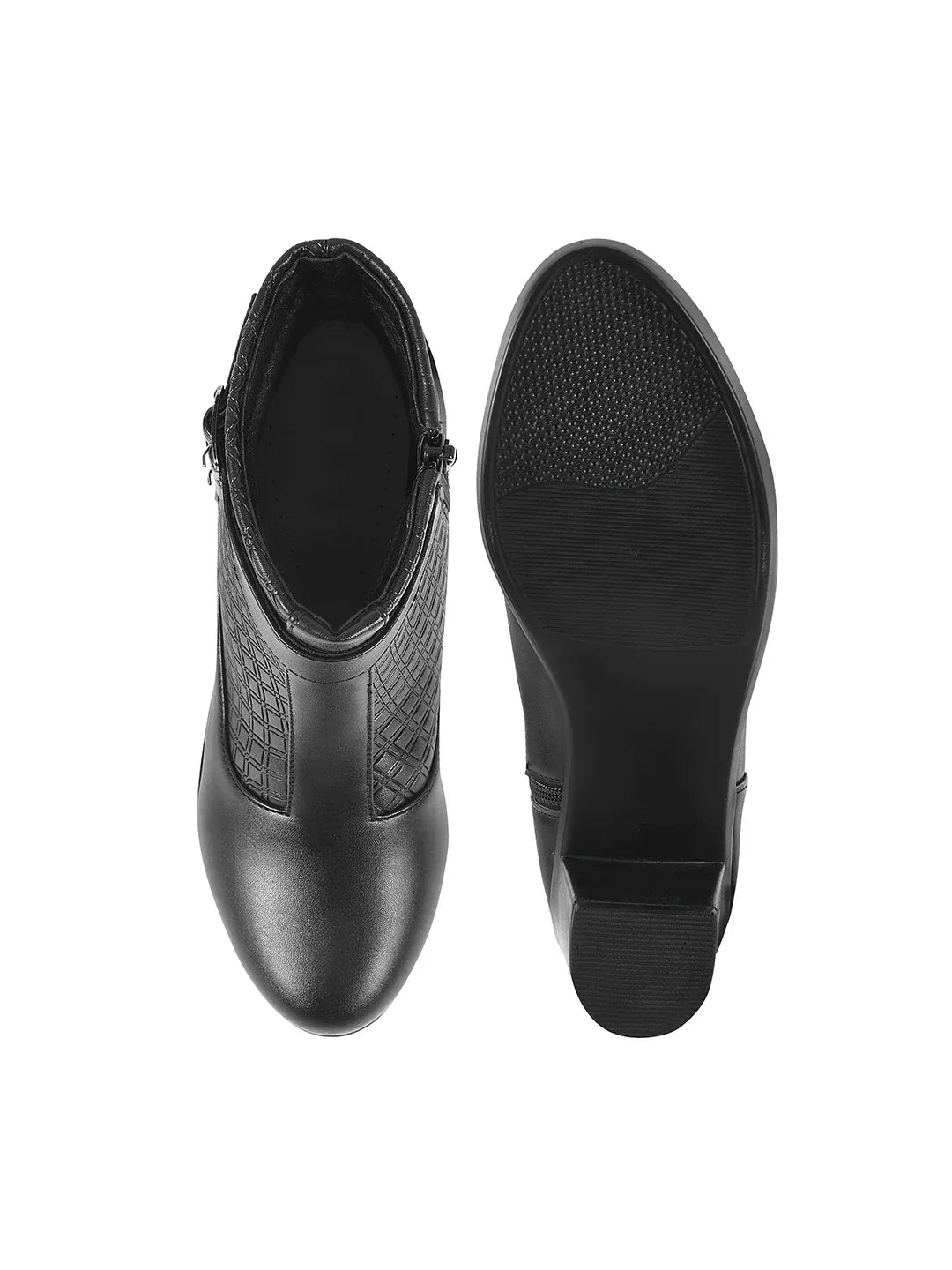 Block Heel Ankle Boots with Buckle Detail for Women
