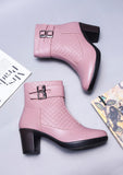 Block Heel Ankle Boots with Buckle Detail for Women