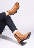 Block Heel Ankle Boots with Buckle Detail for Women