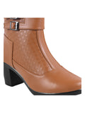 Block Heel Ankle Boots with Buckle Detail for Women