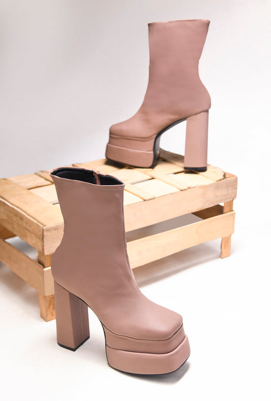 TRYME Women's Zipper Above Ankle Length Block Heeled Boots