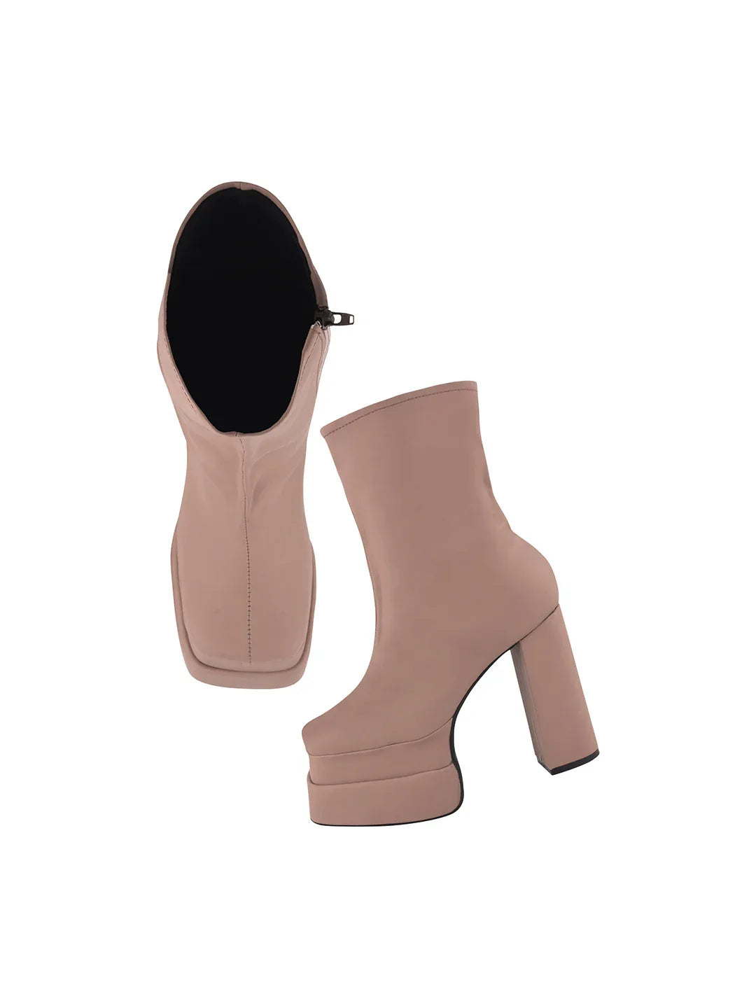 TRYME Women's Zipper Above Ankle Length Block Heeled Boots
