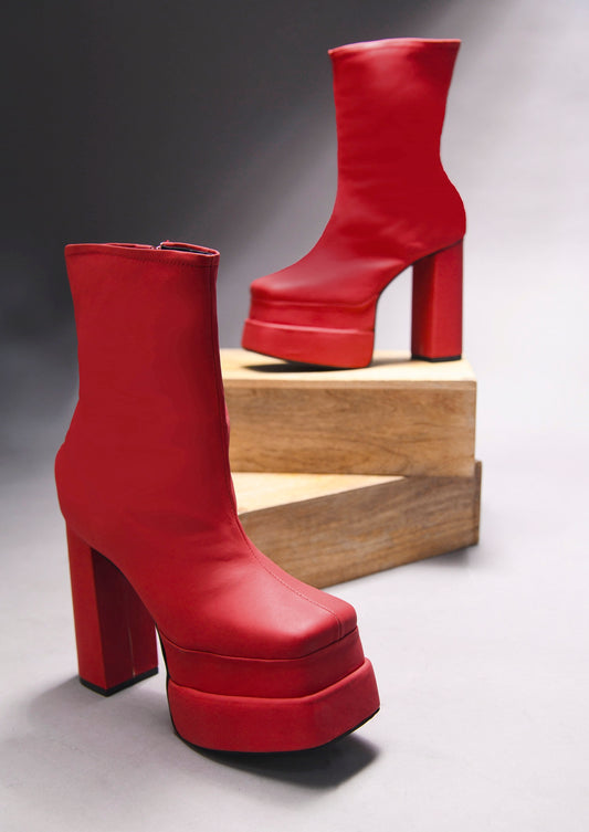 TRYME Women's Zipper Above Ankle Length Block Heeled Boots