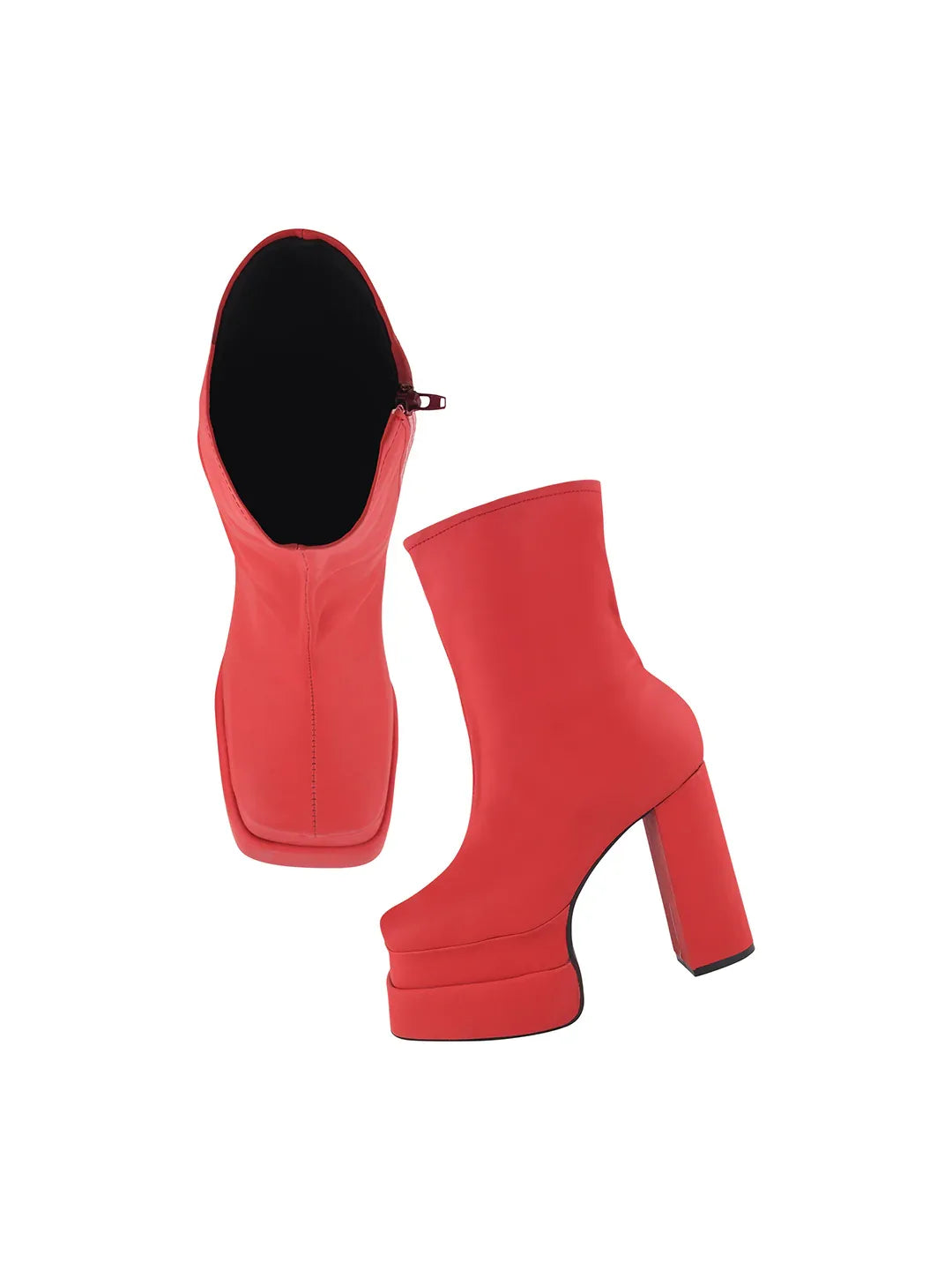 TRYME Women's Zipper Above Ankle Length Block Heeled Boots