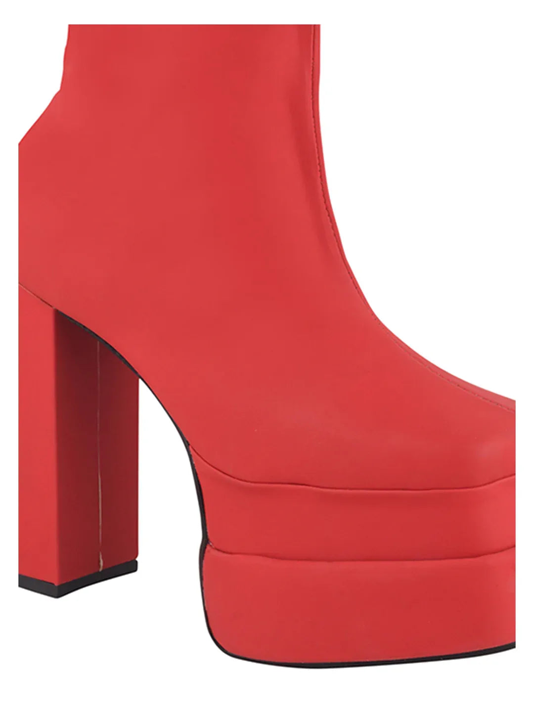 TRYME Women's Zipper Above Ankle Length Block Heeled Boots