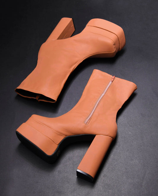 TRYME Women's Zipper Above Ankle Length Block Heeled Boots