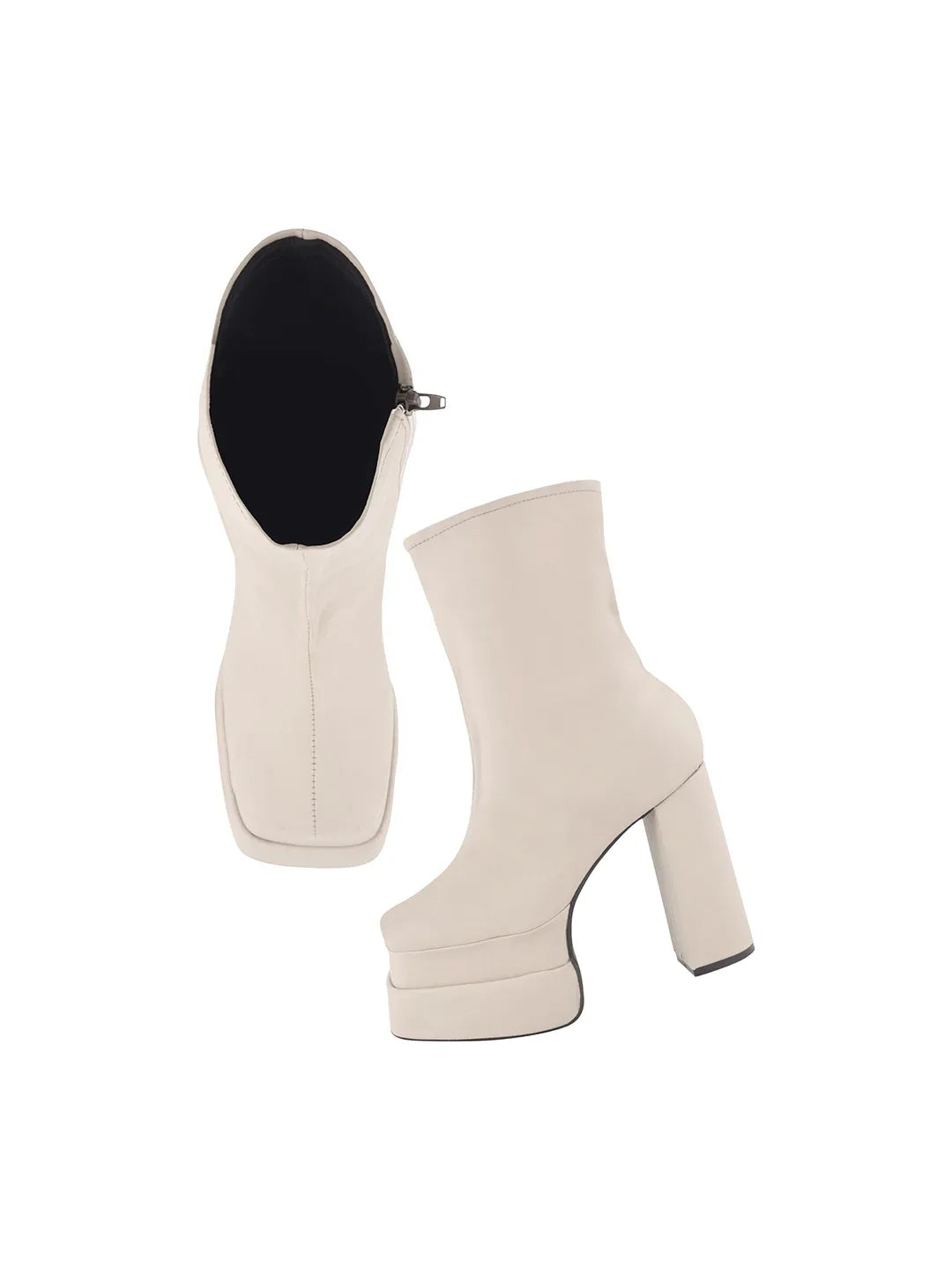 TRYME Women's Zipper Above Ankle Length Block Heeled Boots