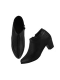 Block Heel Ankle Shoes with Side Zip for Women