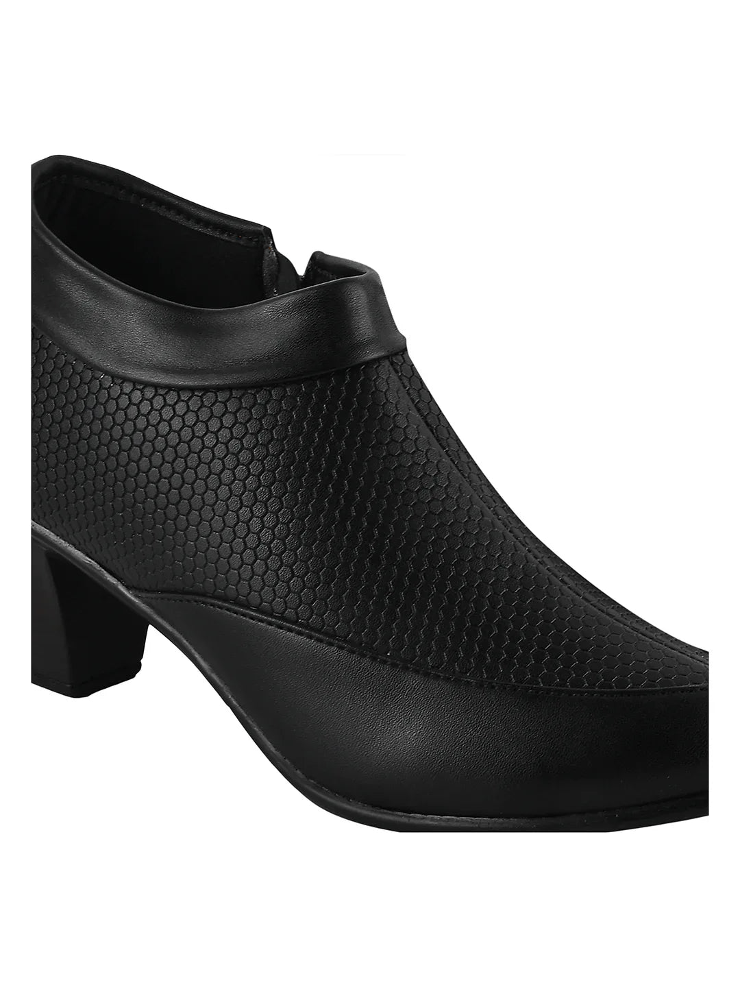 Block Heel Ankle Shoes with Side Zip for Women