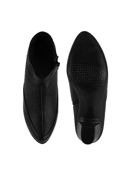 Block Heel Ankle Shoes with Side Zip for Women