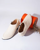 Block Heel Ankle Shoes with Side Zip for Women