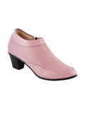 Block Heel Ankle Shoes with Side Zip for Women
