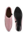 Block Heel Ankle Shoes with Side Zip for Women