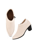 Block Heel Ankle Shoes with Side Zip for Women